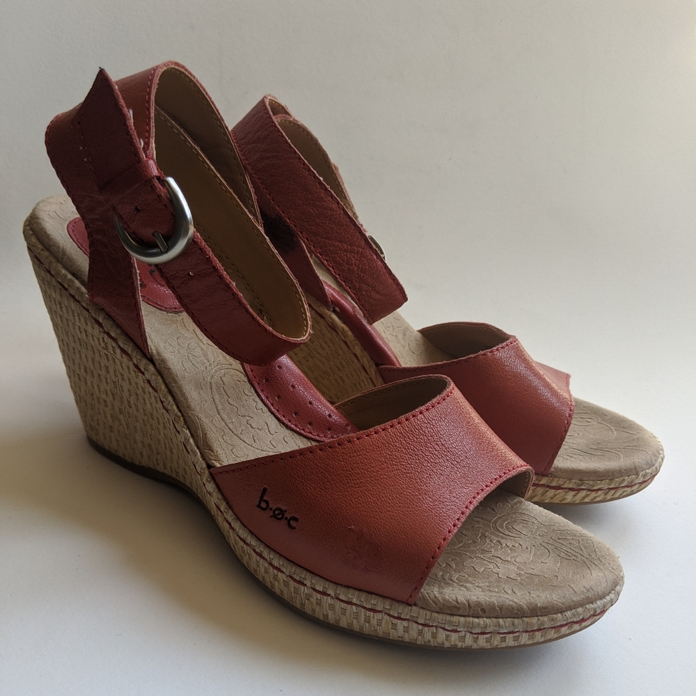 Red Wedge Sandals size 8